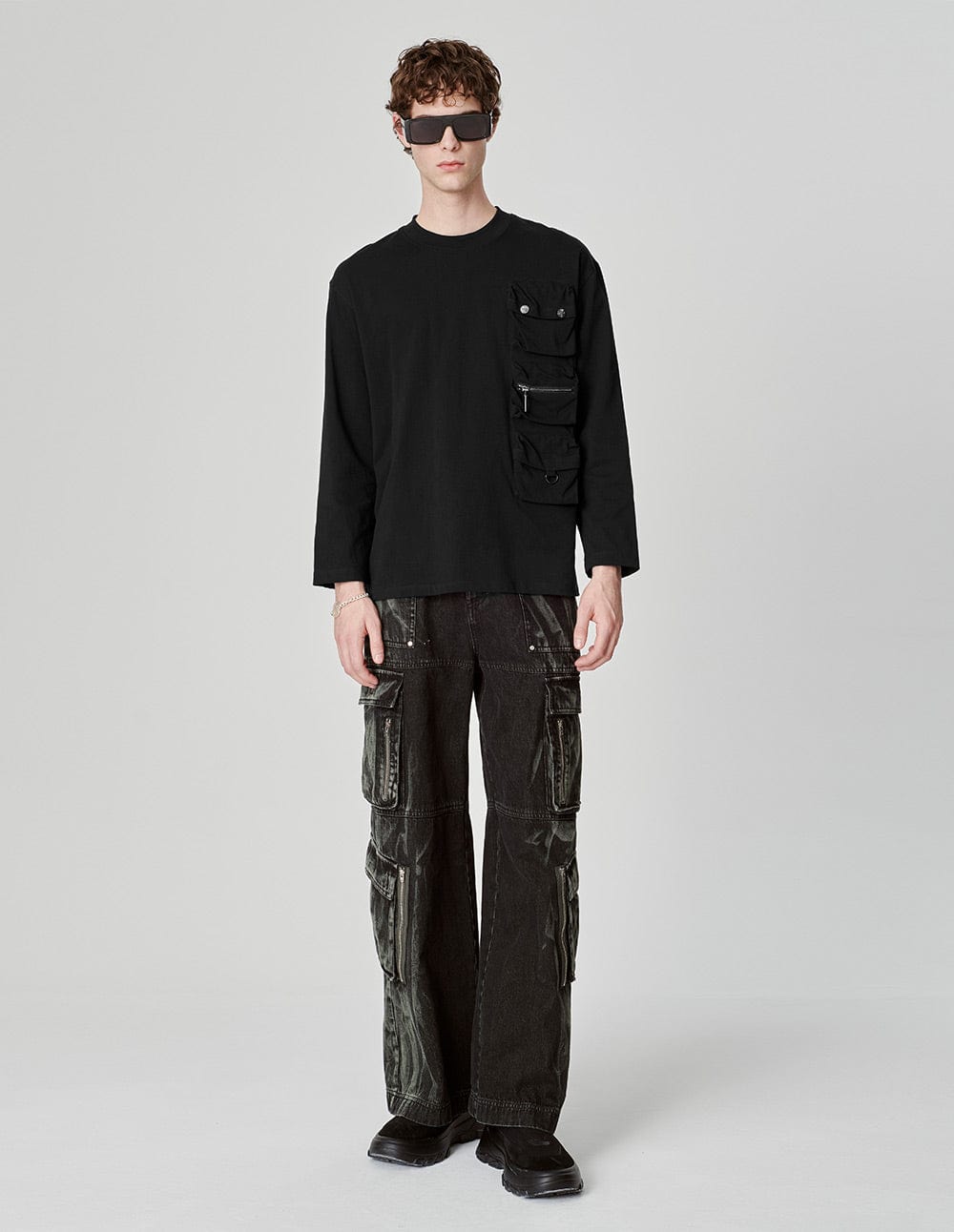 Men's Cotton Cargo Pocket Long Sleeve T-Shirt