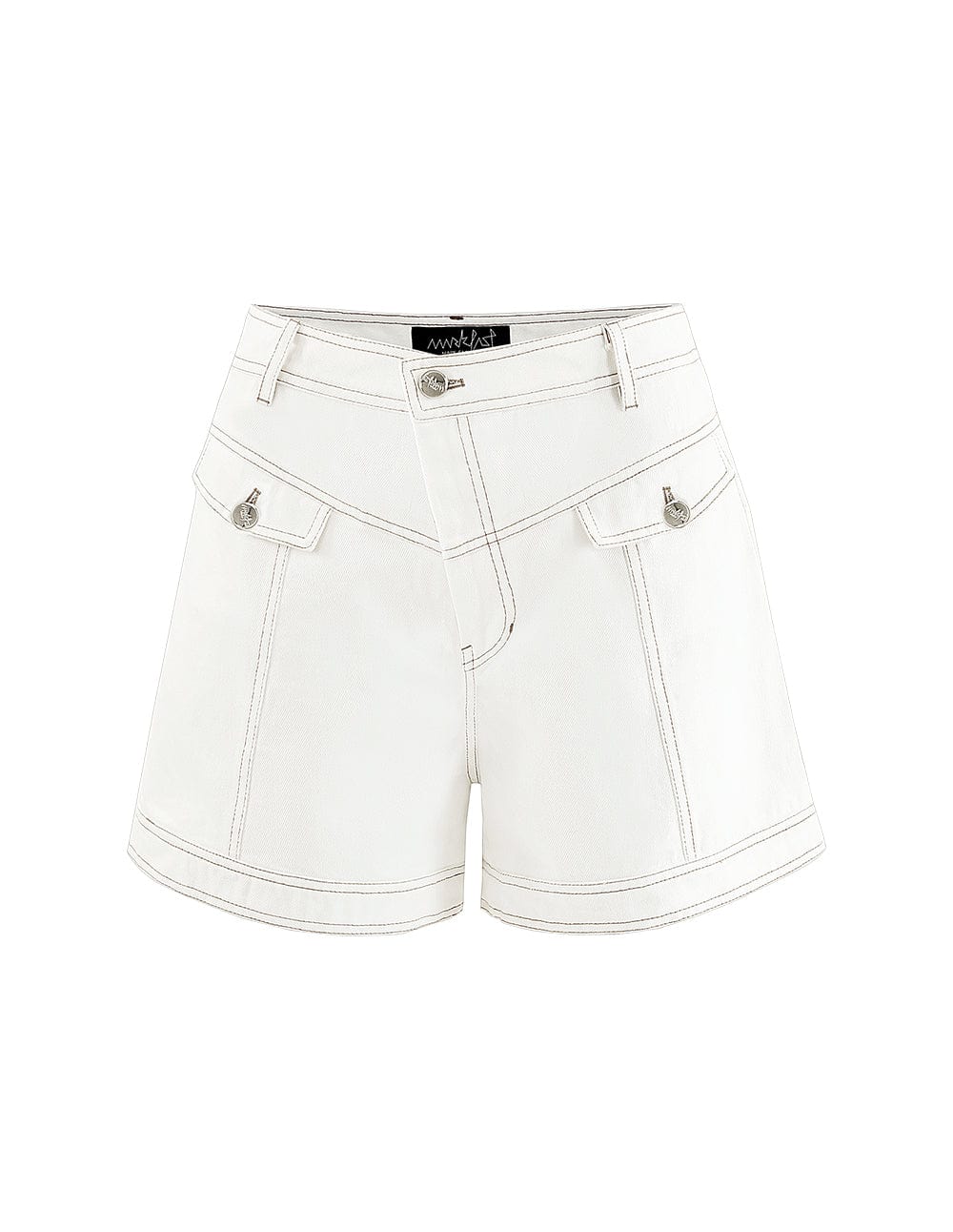 Women Garment Washed Straight Cut Denim Shorts