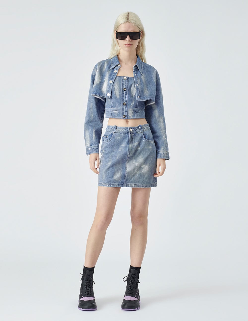 Light Blue Denim Mini Skirt