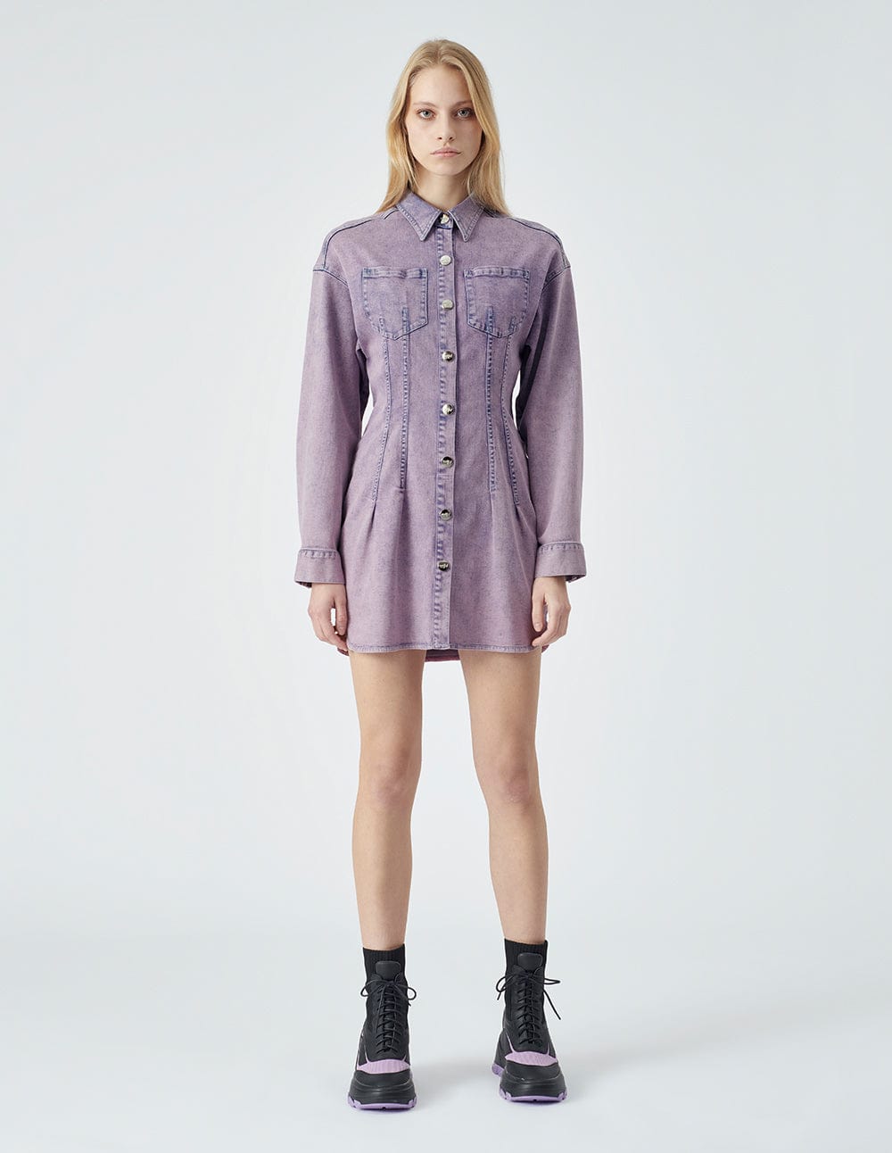 Women's lavender purple denim dress