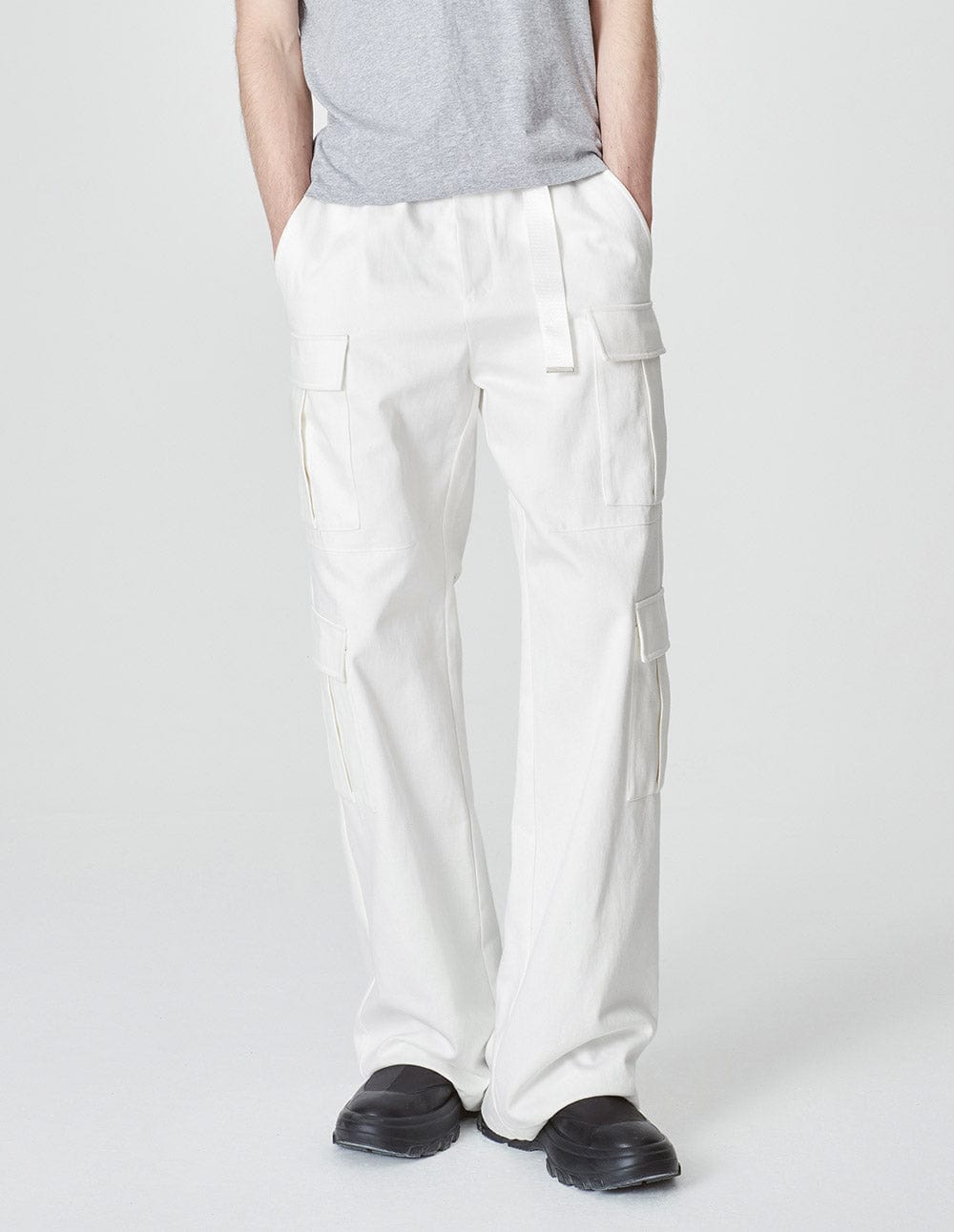 Men's White Workwear Wide Leg Pants