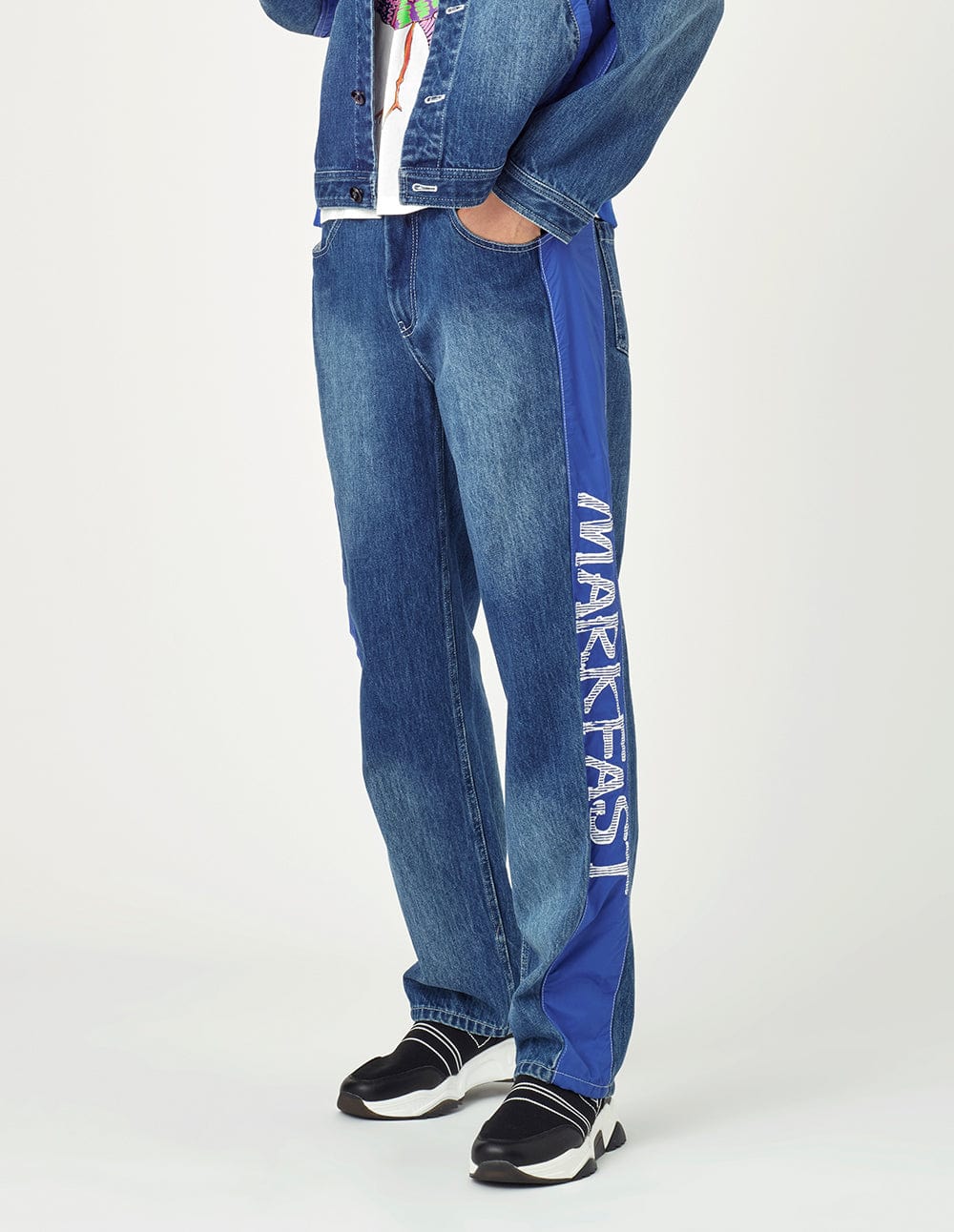 Men Loose Fit Washed Denim Jeans