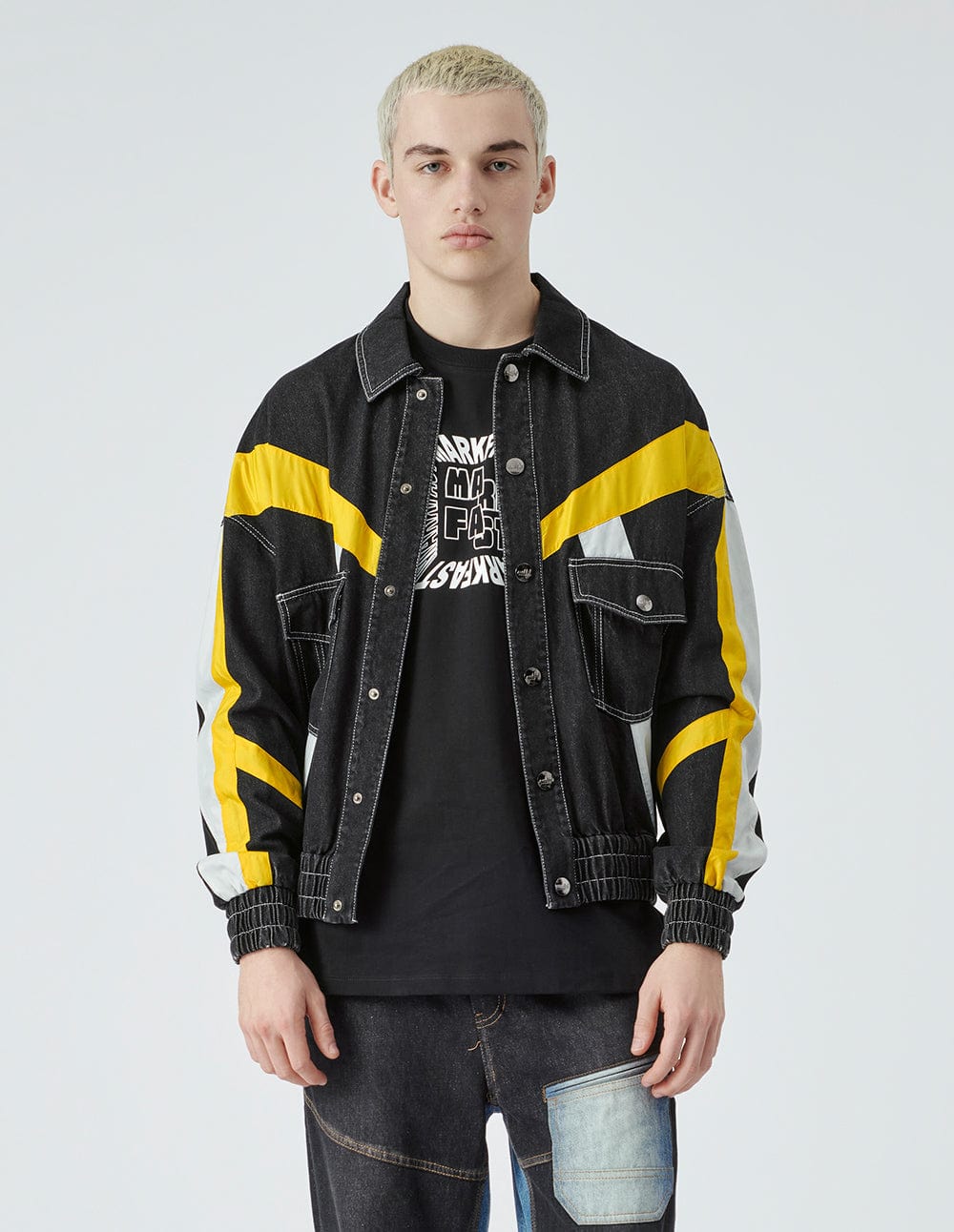 Unisex Colourblock Casual Denim Jacket