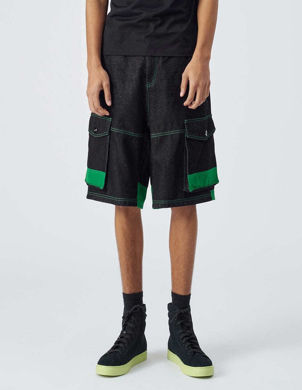 Men's Workwear Contrast Panel Denim Shorts