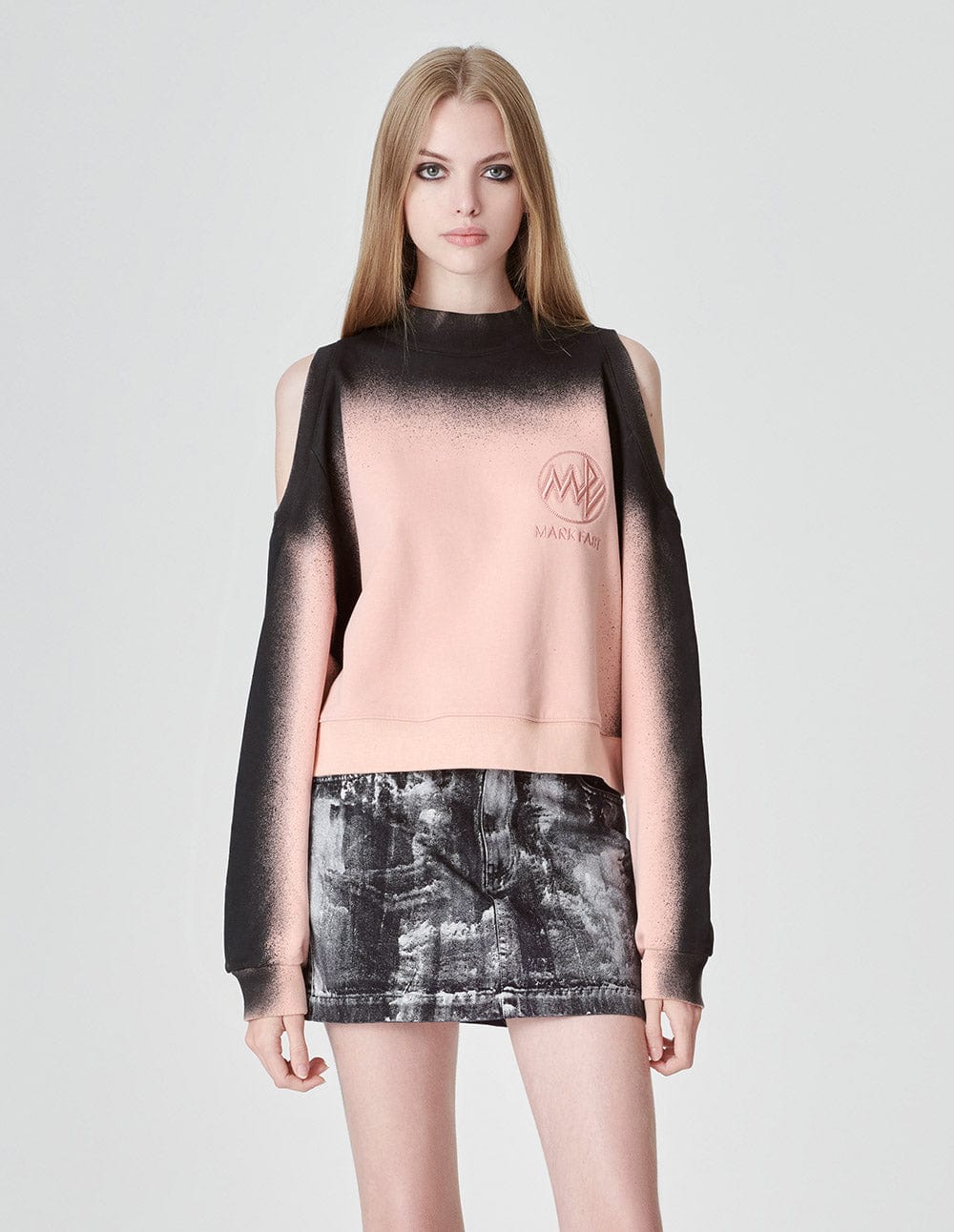 Womens Rose Pink Inkjet Print Cropped Sweatshirt