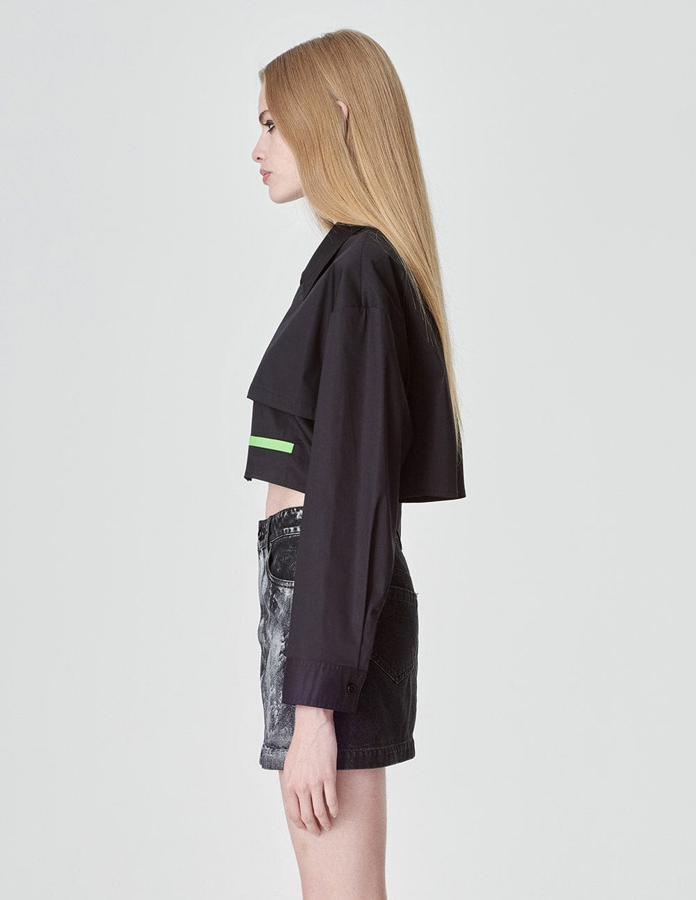 Women's Handpainted Brushed Silver Denim Skirt