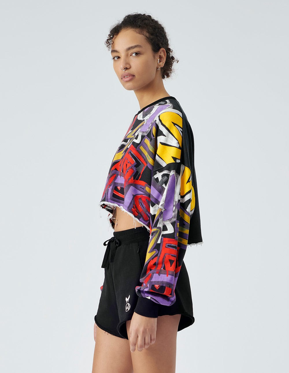 Runway Style Women's Graffiti Print Short Sweater