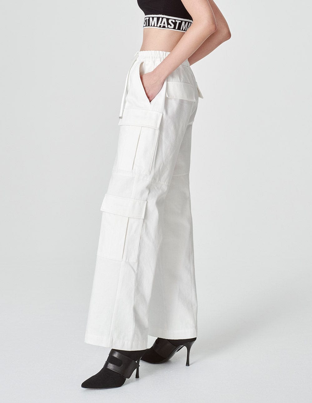 Women's White Workwear Wide Leg Pants