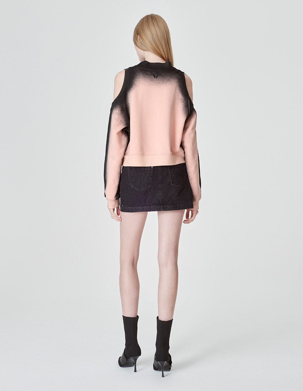 Womens Rose Pink Inkjet Print Cropped Sweatshirt