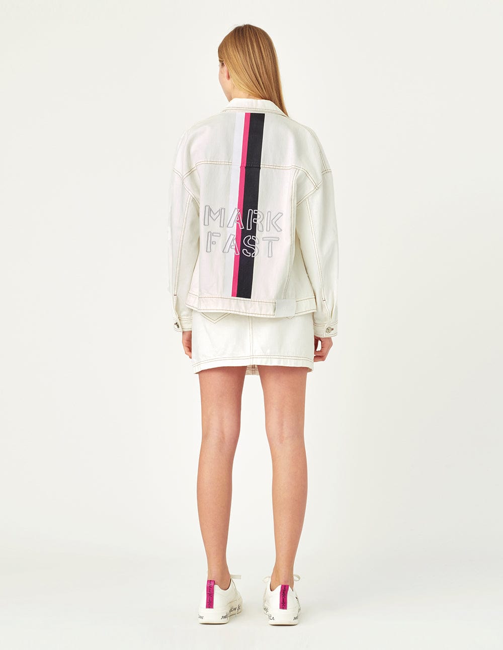 Women Printed And Embroidered Washed Denim Skirt