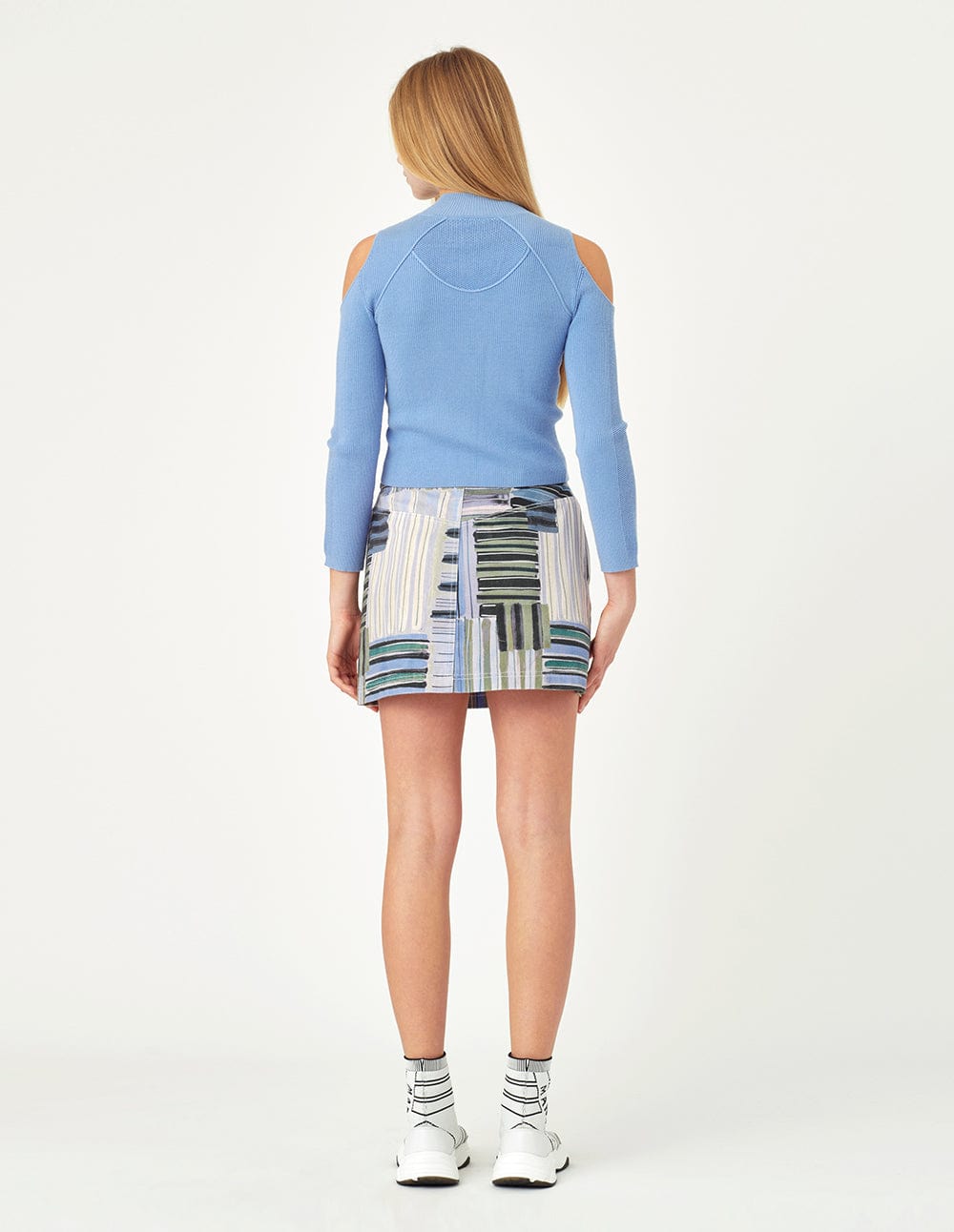 Women Patchwork Pattern Denim Skirt