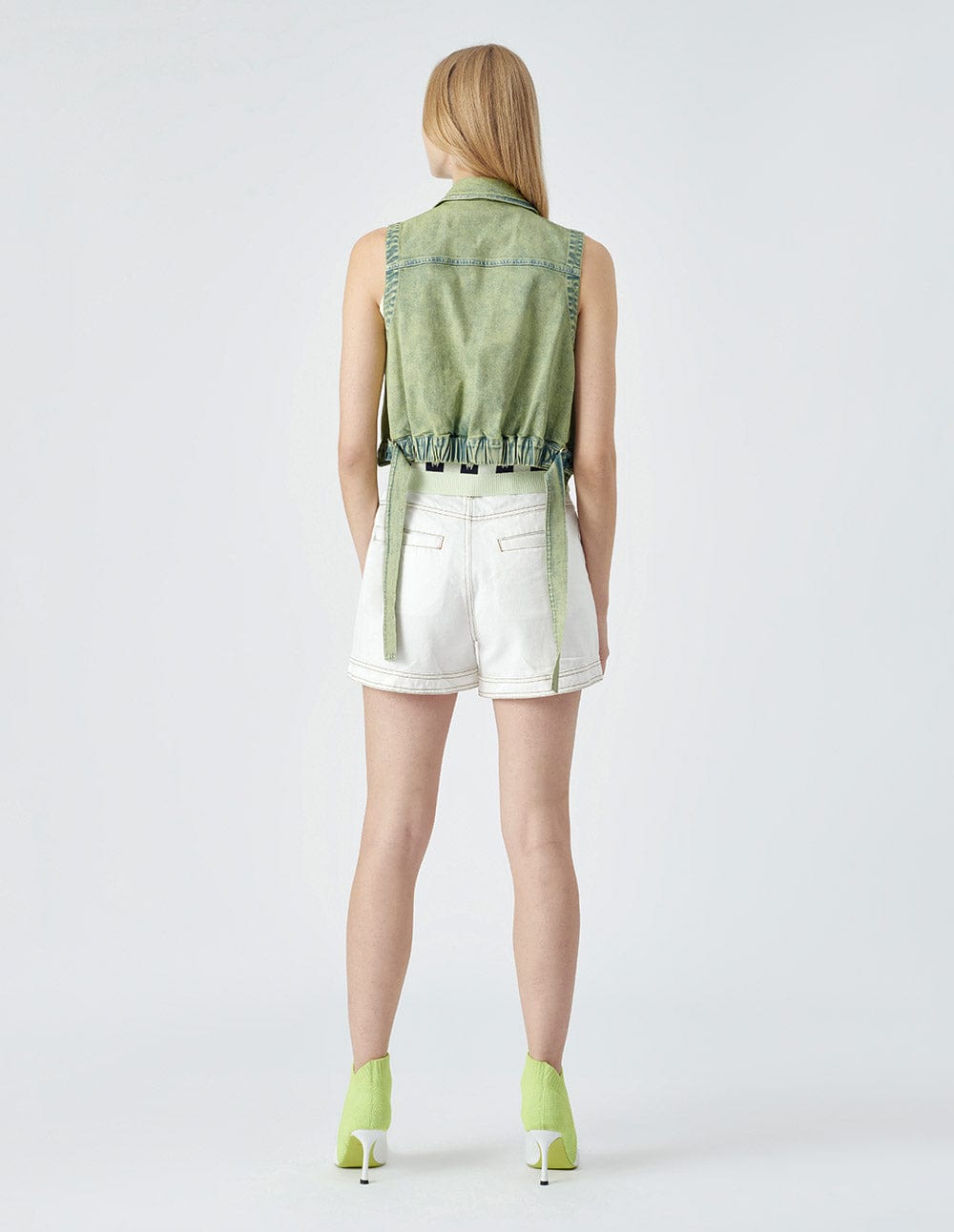 Women's Light Green Washed Denim Tank Top