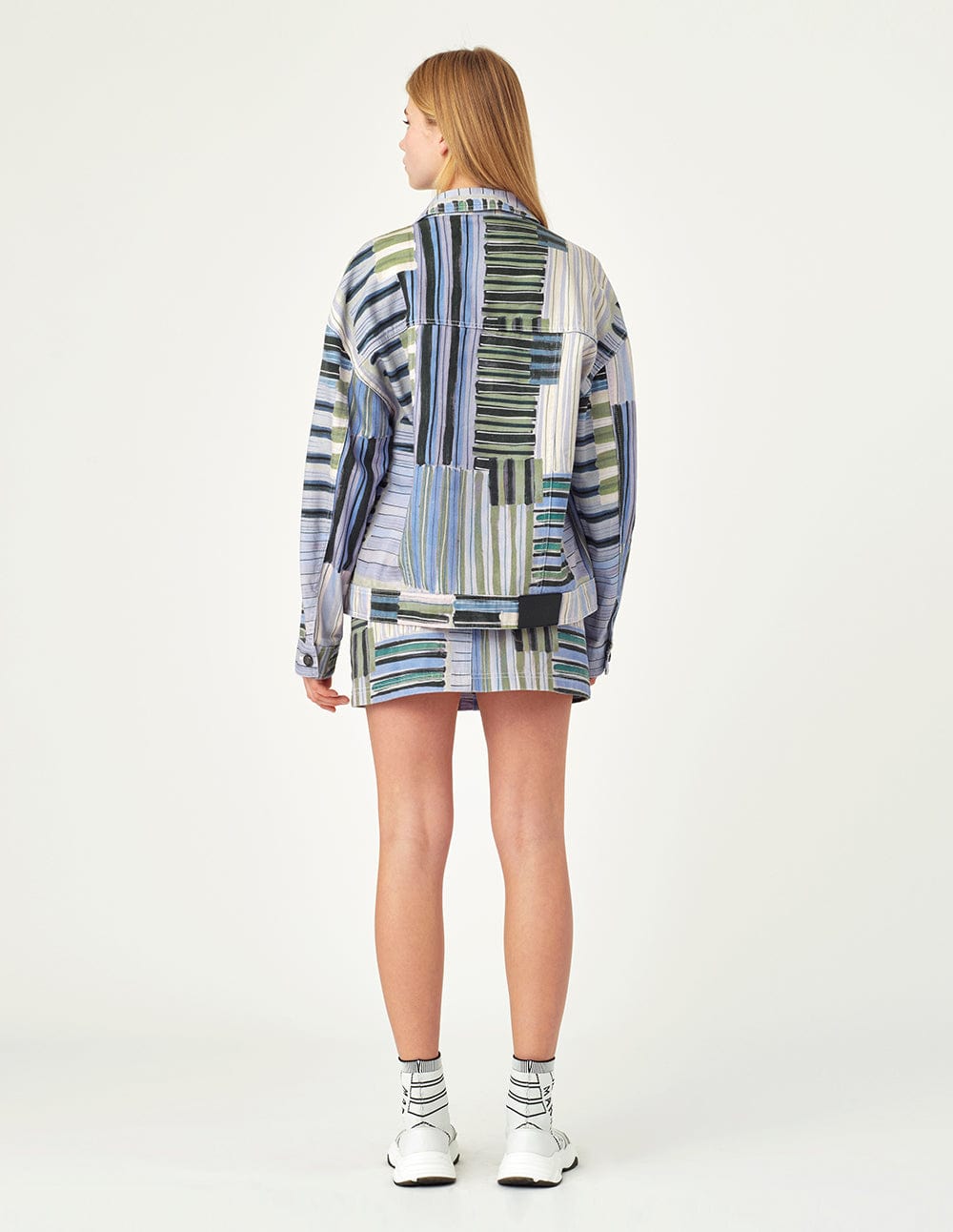 Women Patchwork Pattern Denim Jacket