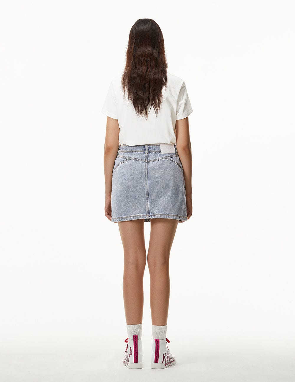 Women Washed Denim Slim Fit Mini Skirt