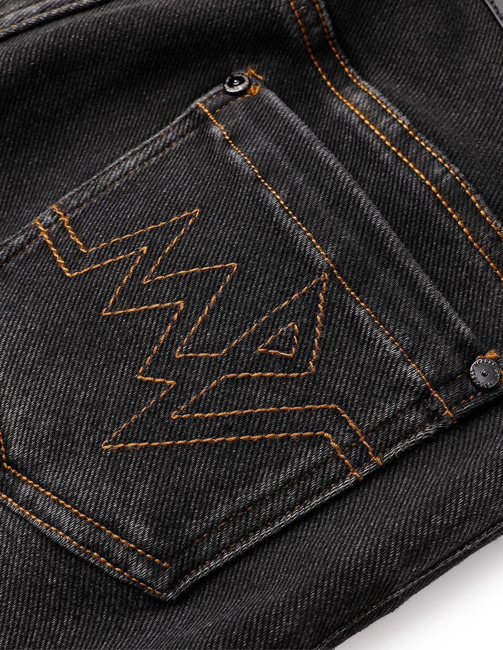 Womens Black Slit Washed Jeans