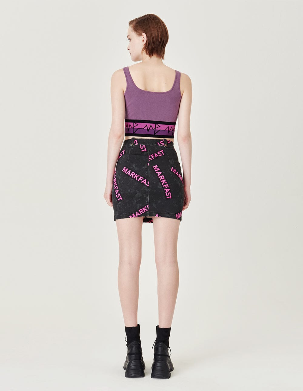 Runway Neon Logo Print Skirt