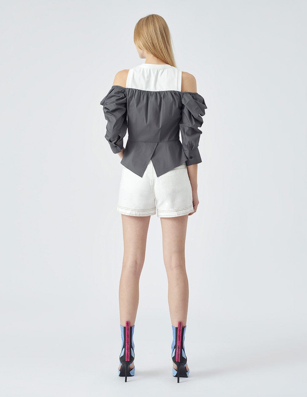 Ladies Strapless False Two-Piece Long Sleeve Top