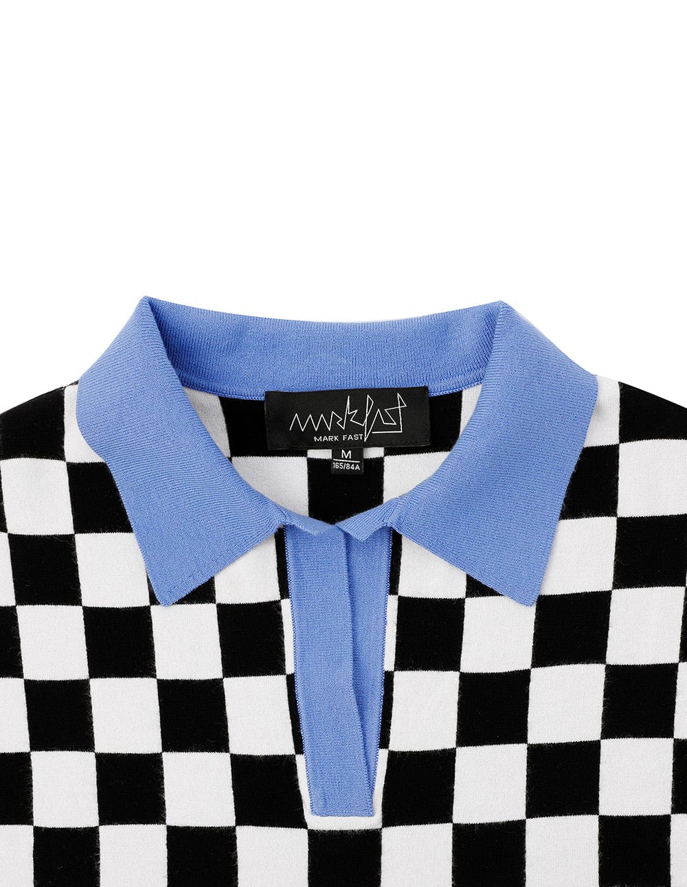 Women's Black and White Checkered Shoulder Pad Knit Sweater