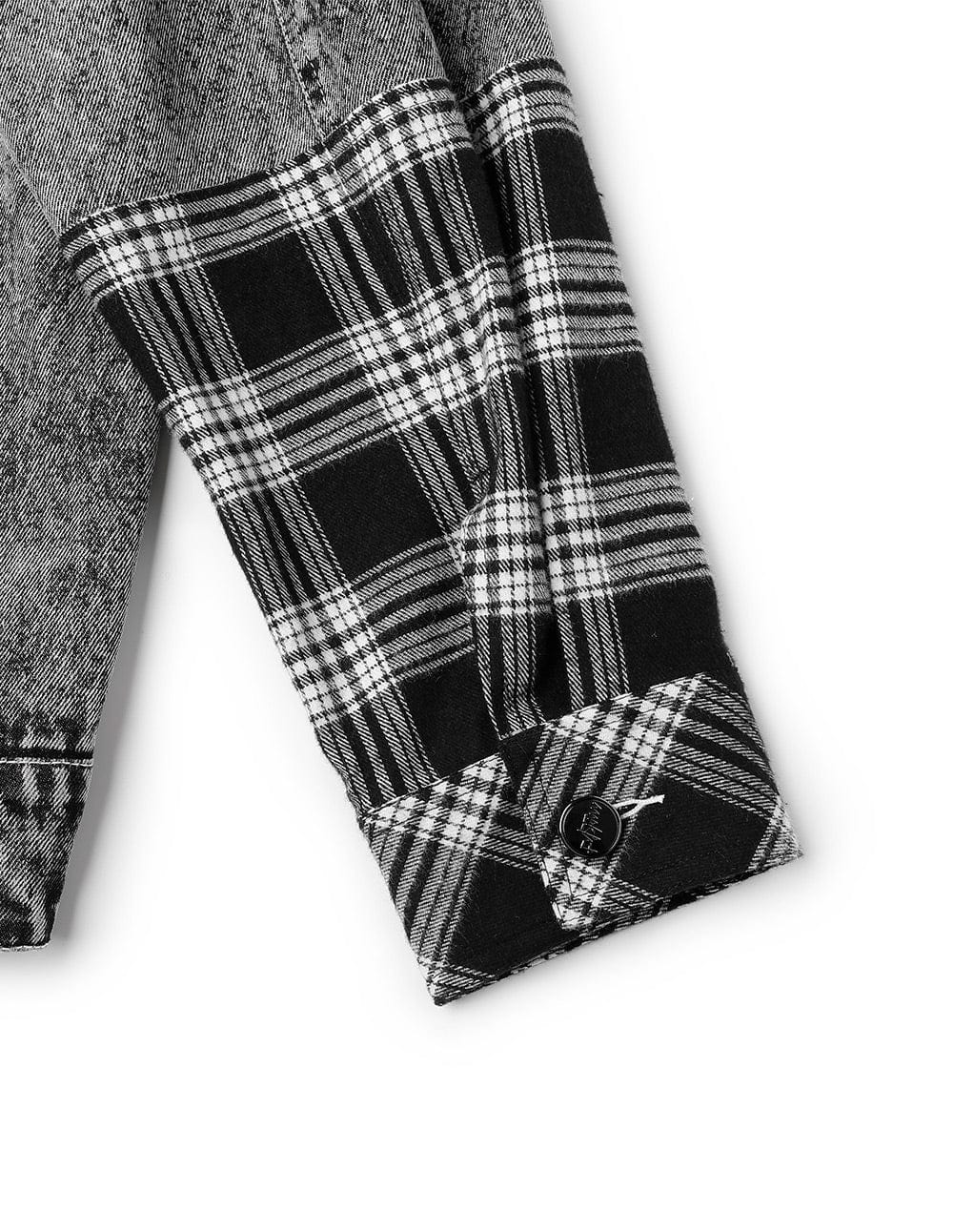 Unisex's Plaid Stitching Denim Jacket