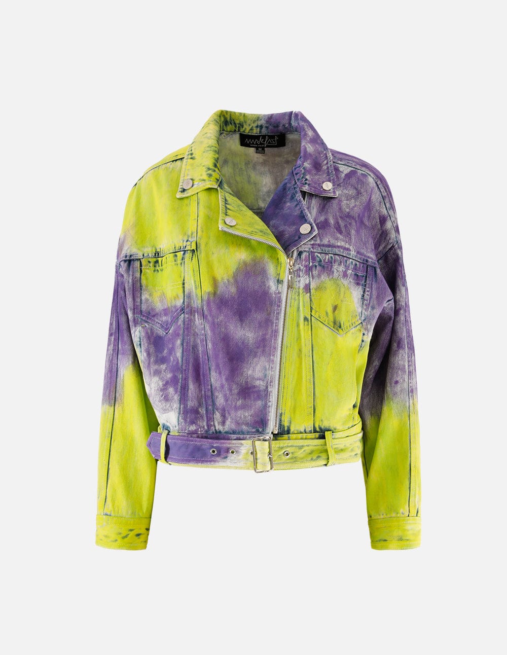 Tie-Dyed Denim Biker Jacket