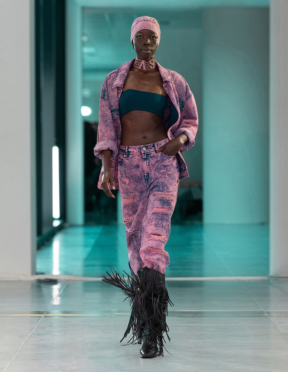 Women's Snowflake Washed Ripped Jean's