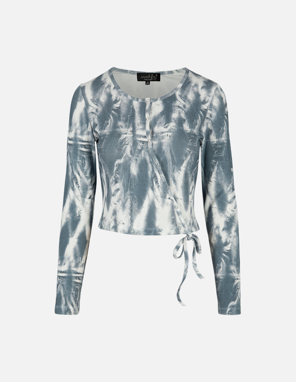 Women's Light Gray And Blue Printed Knitted Top