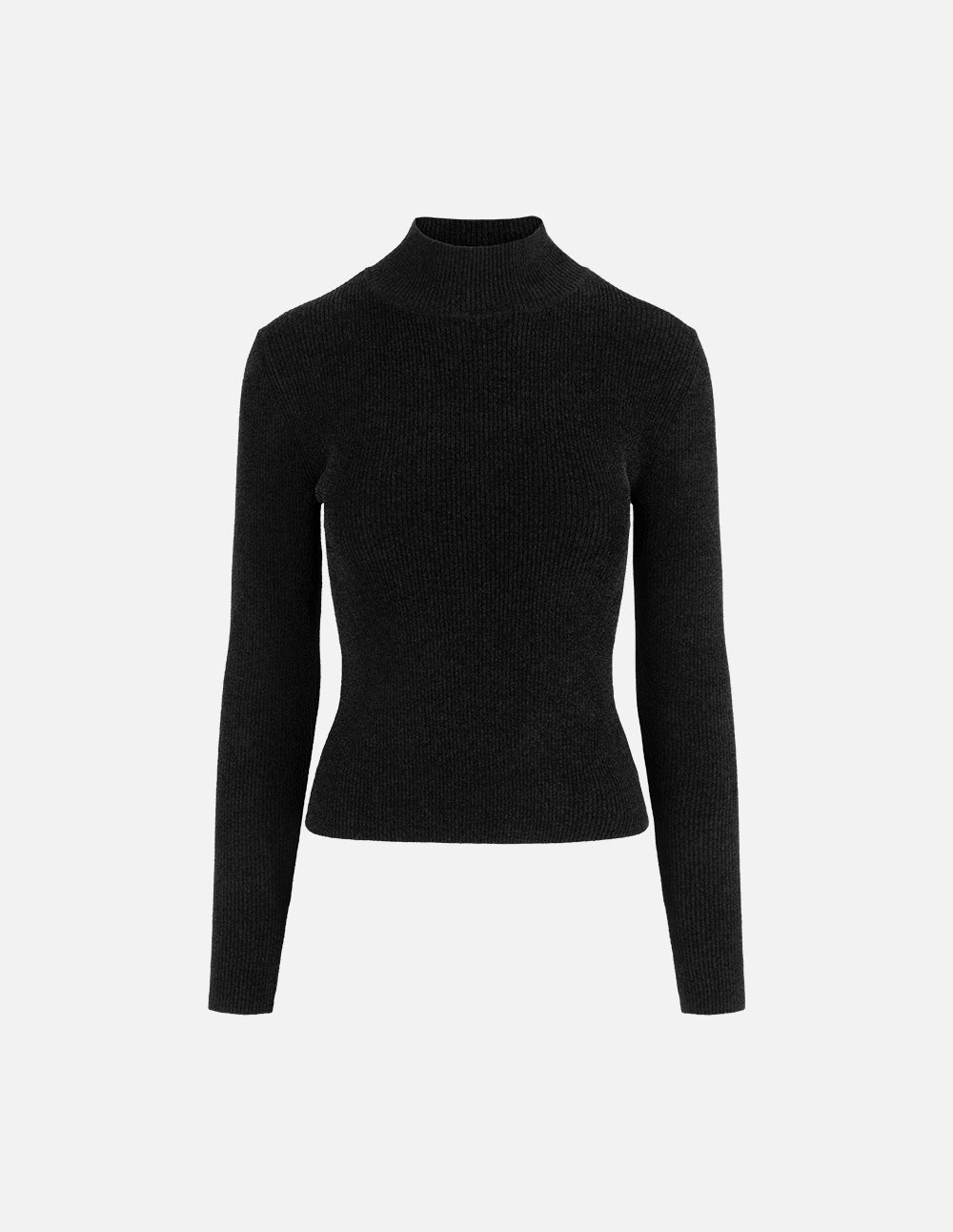 Women's Black Ribbed Knit Jumper