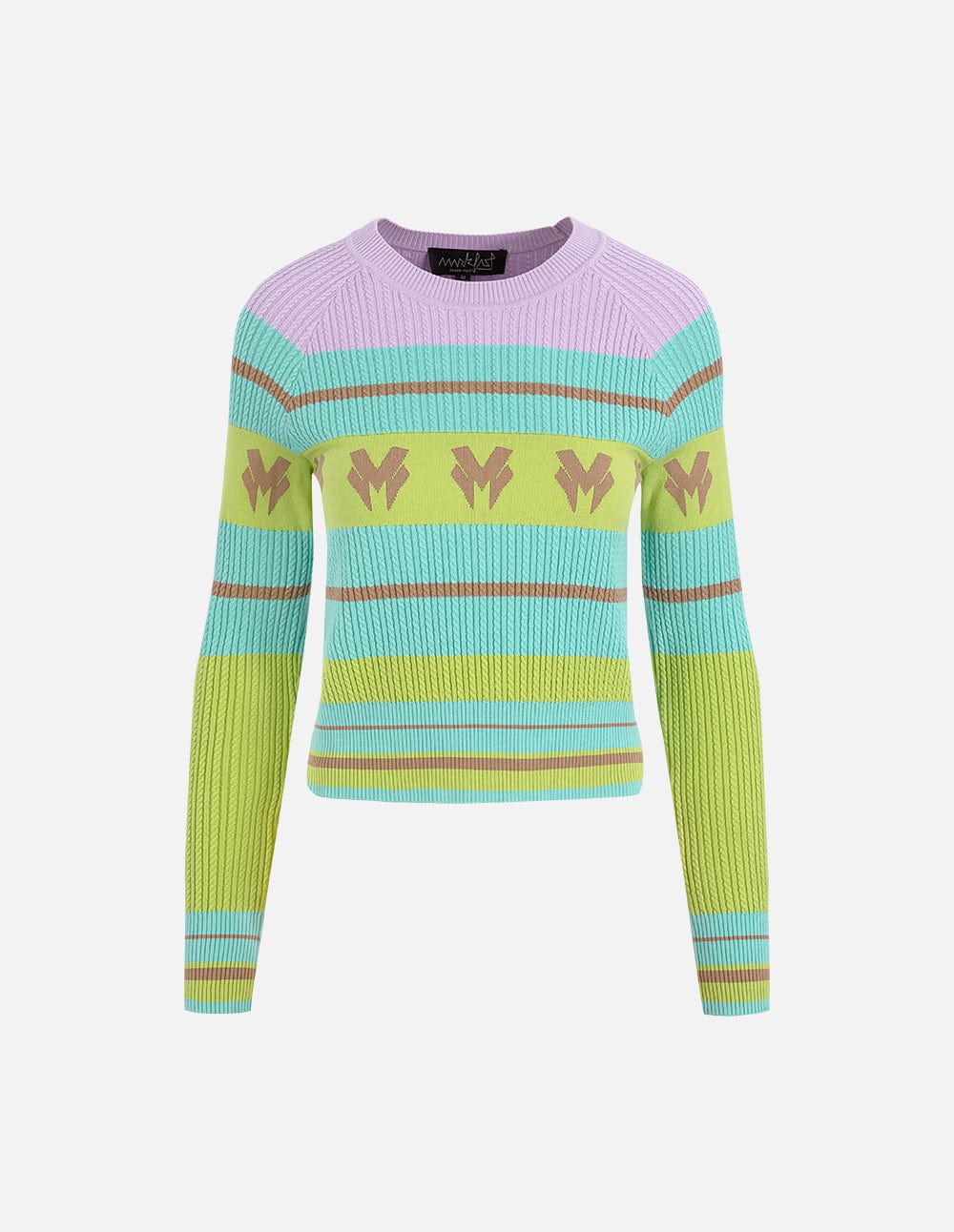 Women's Contrast Striped Jacquard Knit Pullover