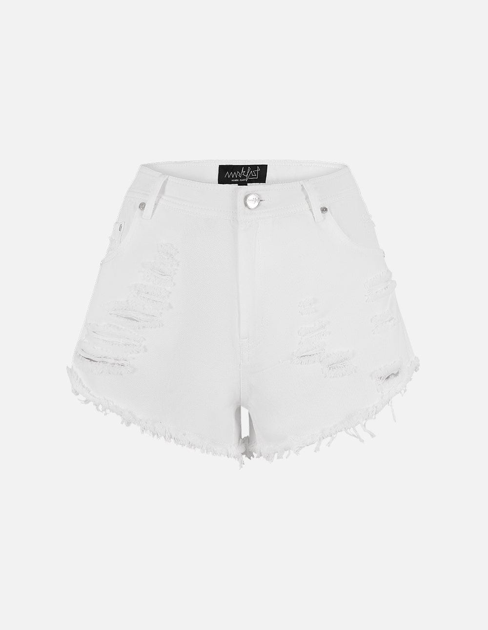White Washed Ripped Denim Shorts