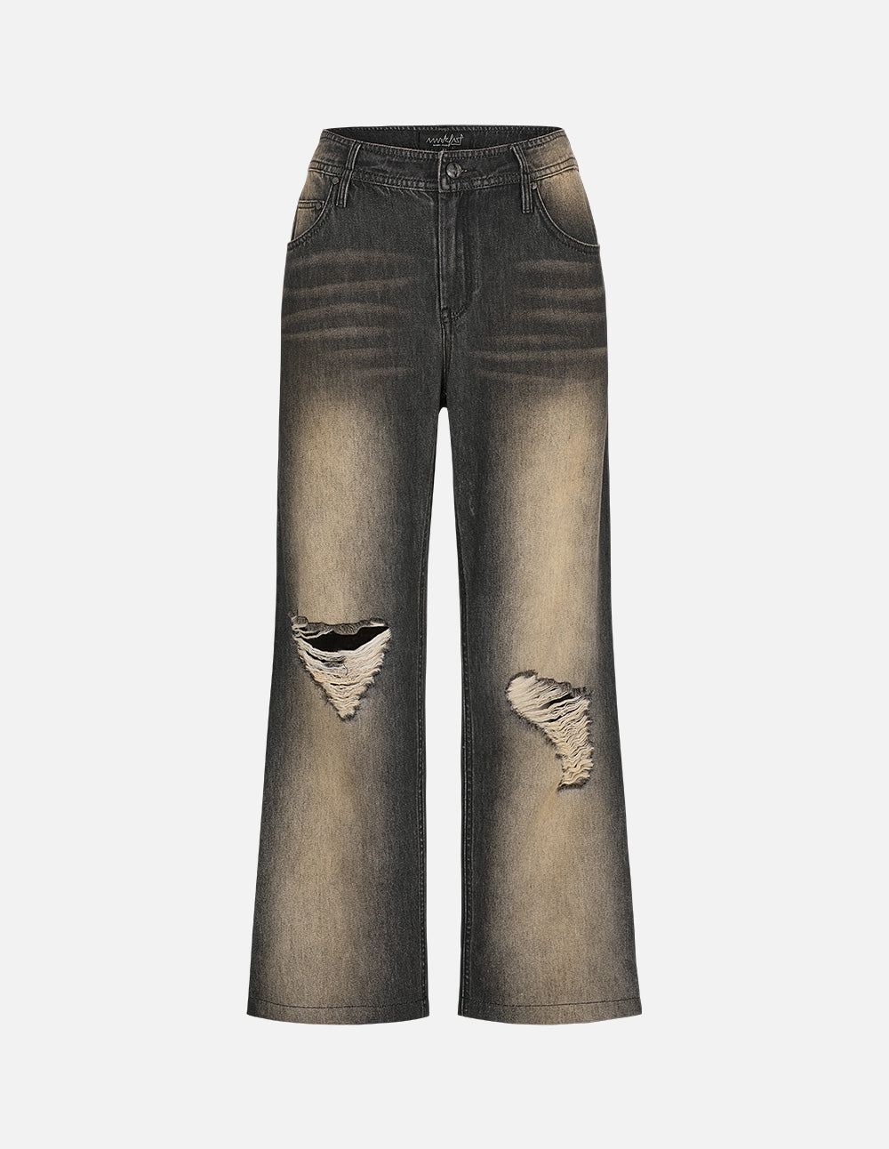 Dyed Washed Denim Flared Pants