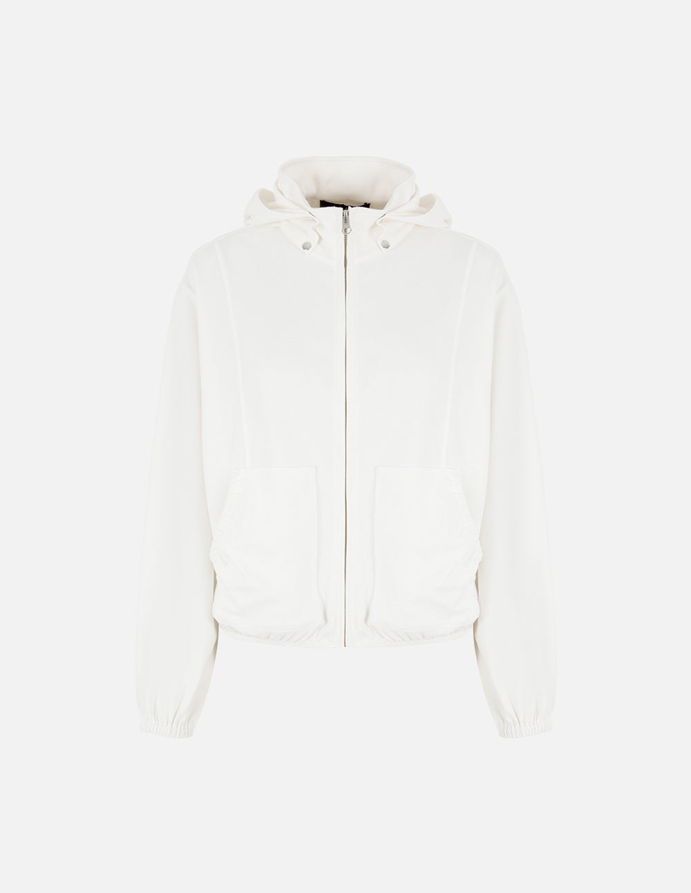 Women's White Turtleneck Zipper Casual Jacket
