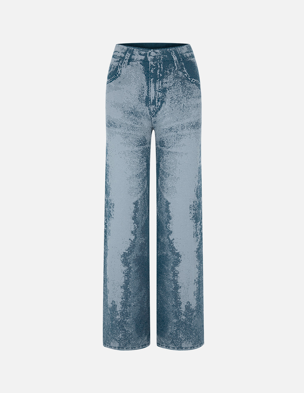 Denim Print Series Denim Blue Knitted Trousers