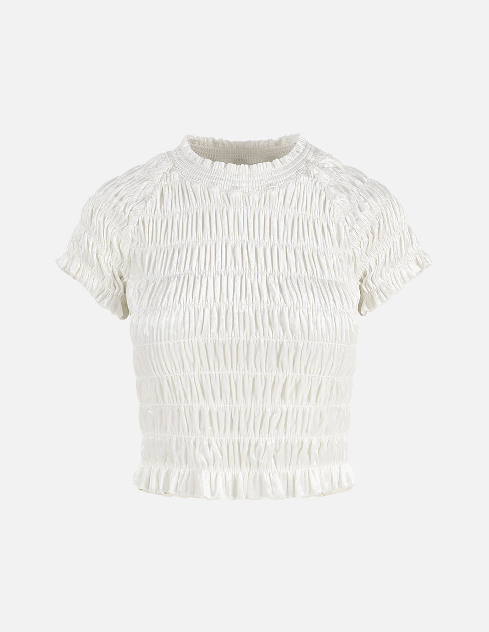 Women's Ivory Stretch Pleated Crop Top