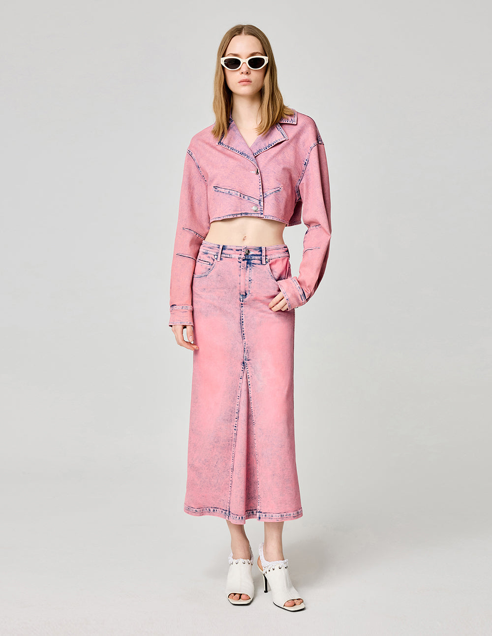 MF Coral Red Washed Short Denim Jacket