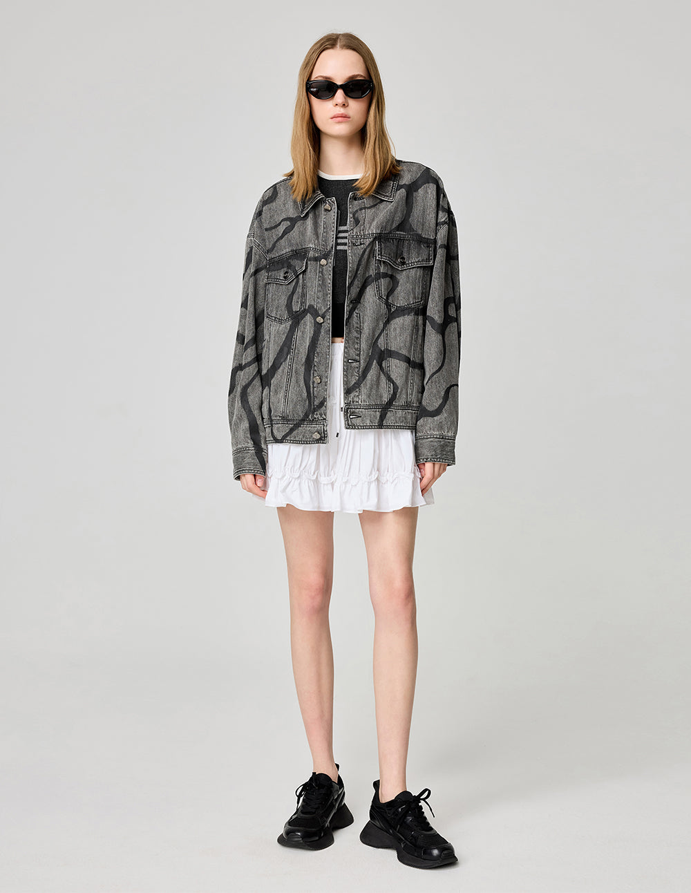 Couple Style Washed Wavy Denim Jacket