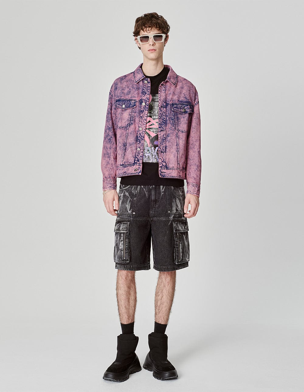 Unisex Snowflake Washed Denim Jacket