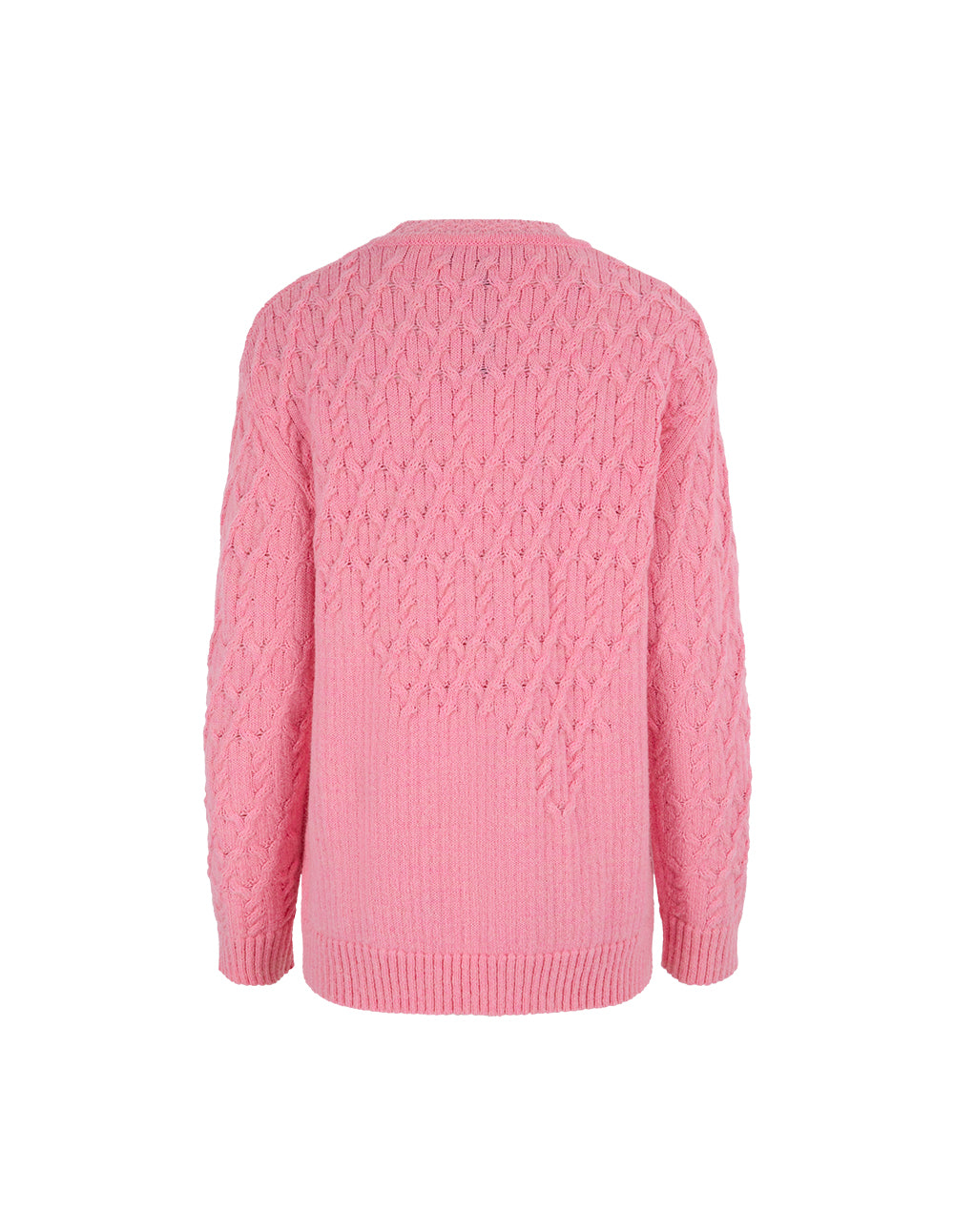 Women's Pink Textured Knitted Pullover