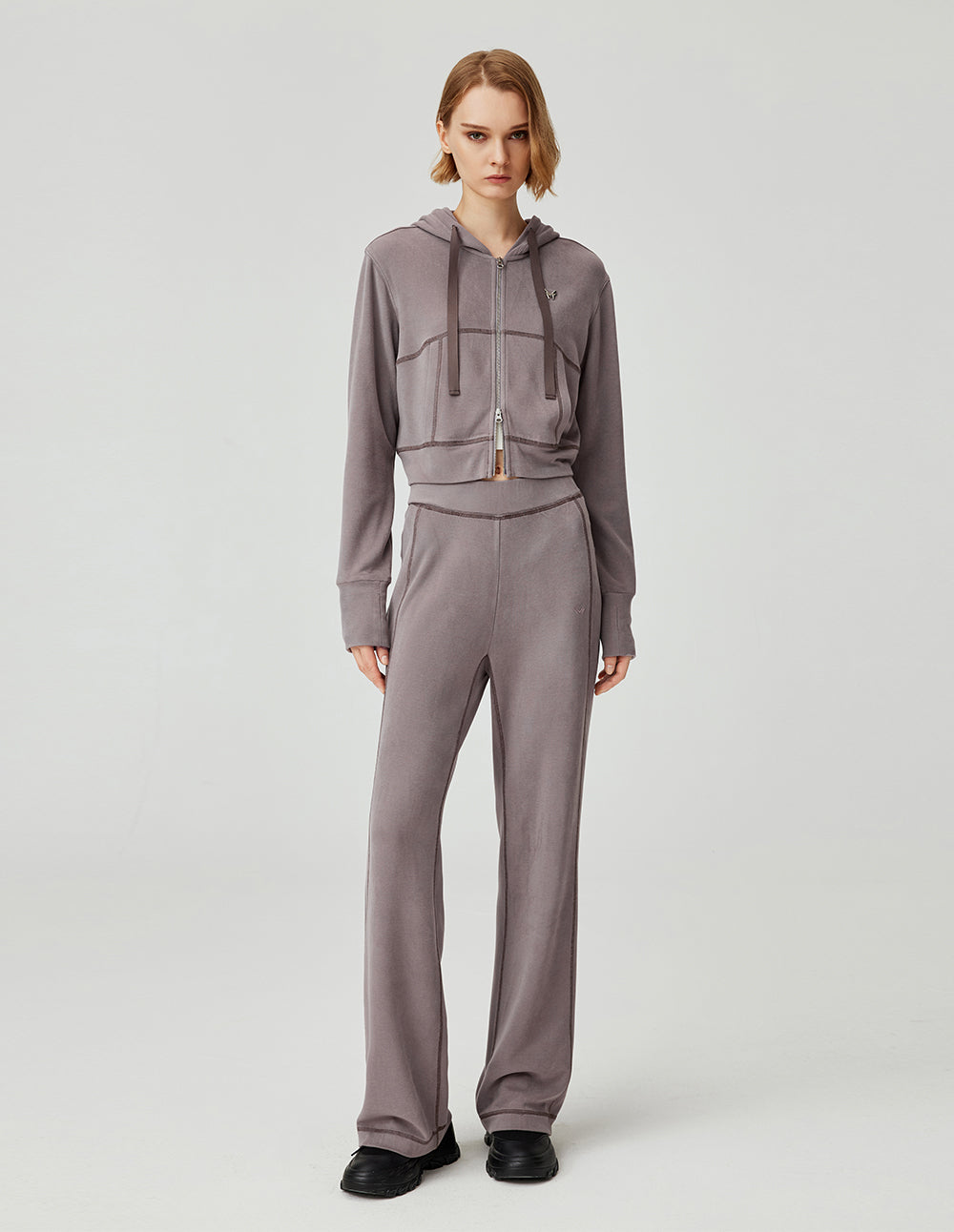 MF casual hooded tie double-opening zipper knitted jacket