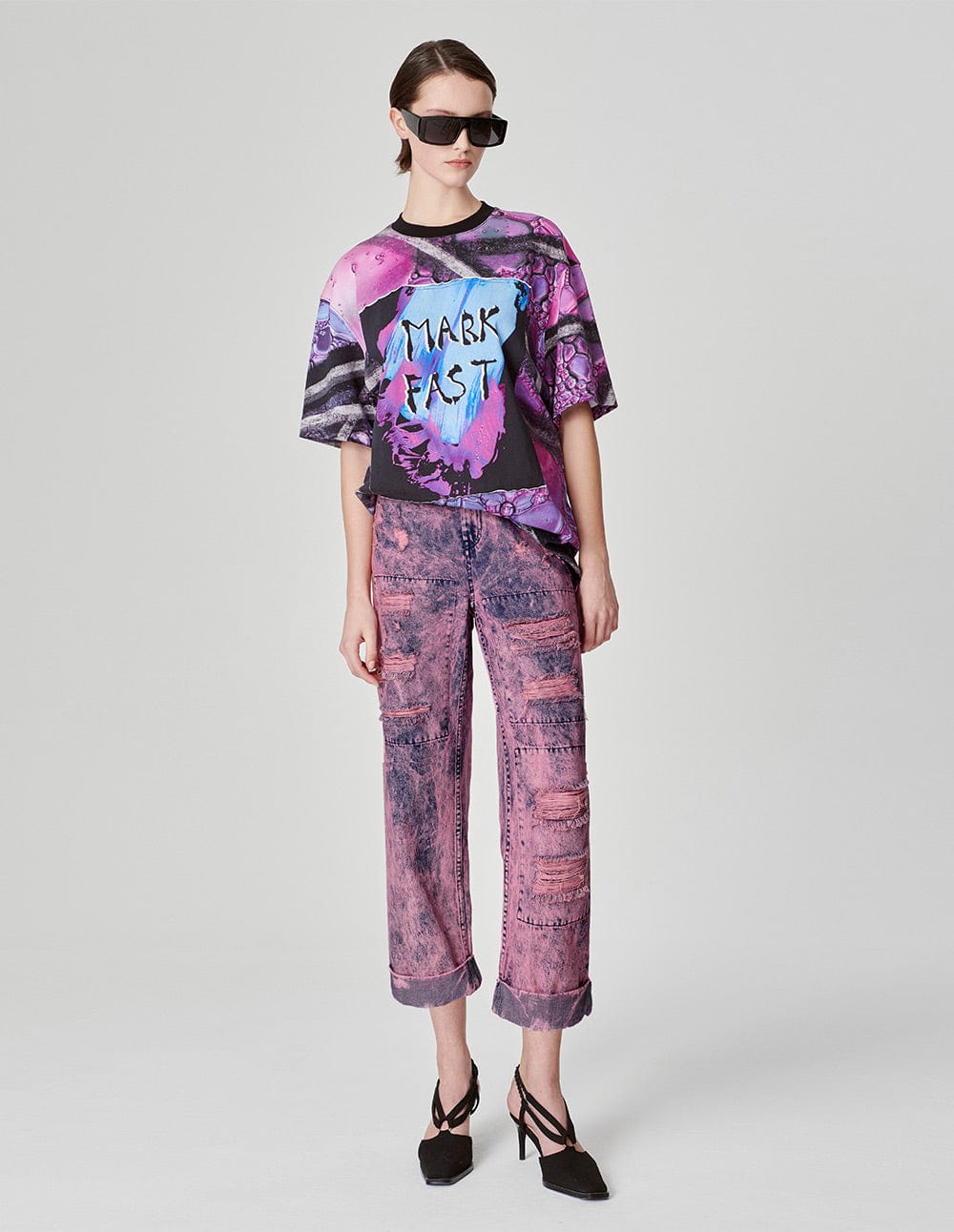 Women's Snowflake Washed Ripped Jean's