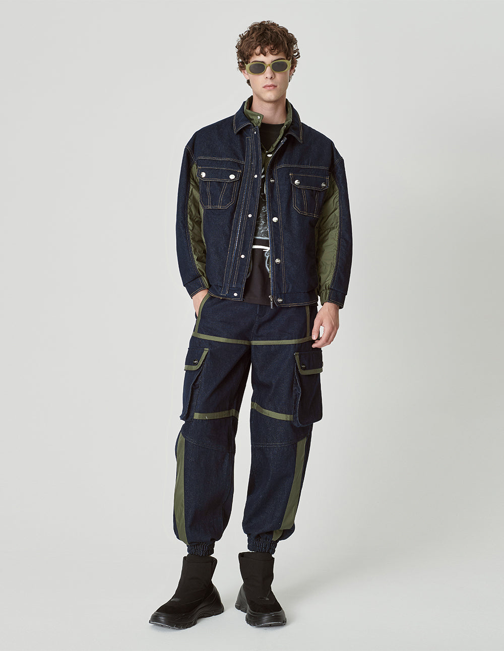 Men's Quilted Patchwork Washed Jeans