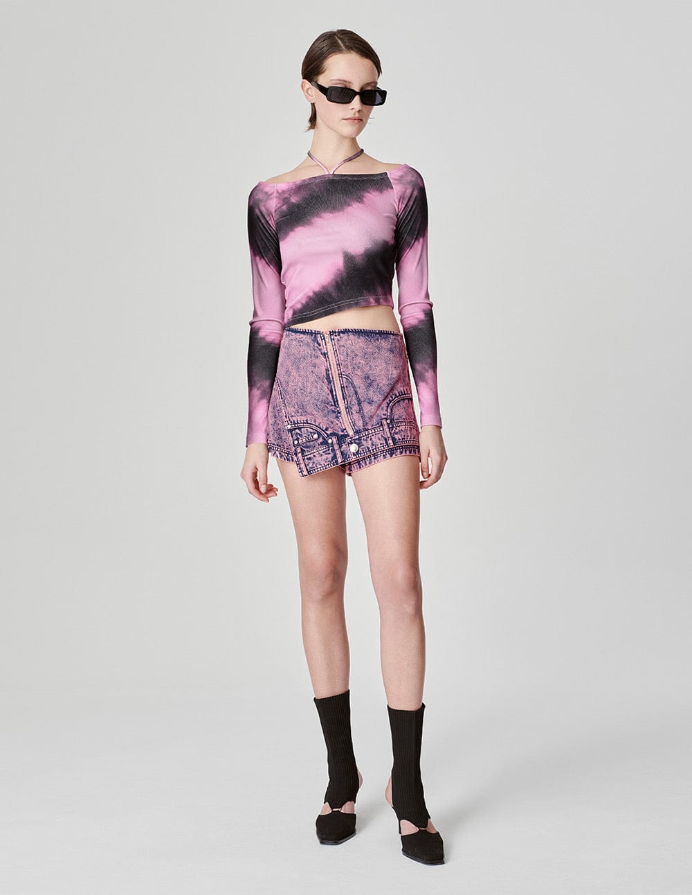 Women's Snowflake Washed High Waist Denim Skirts