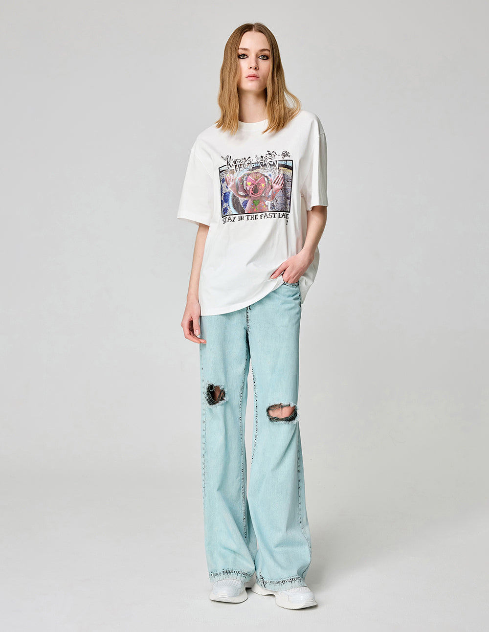 Couple Style T-Shirt With Troublesome Little Monster Print