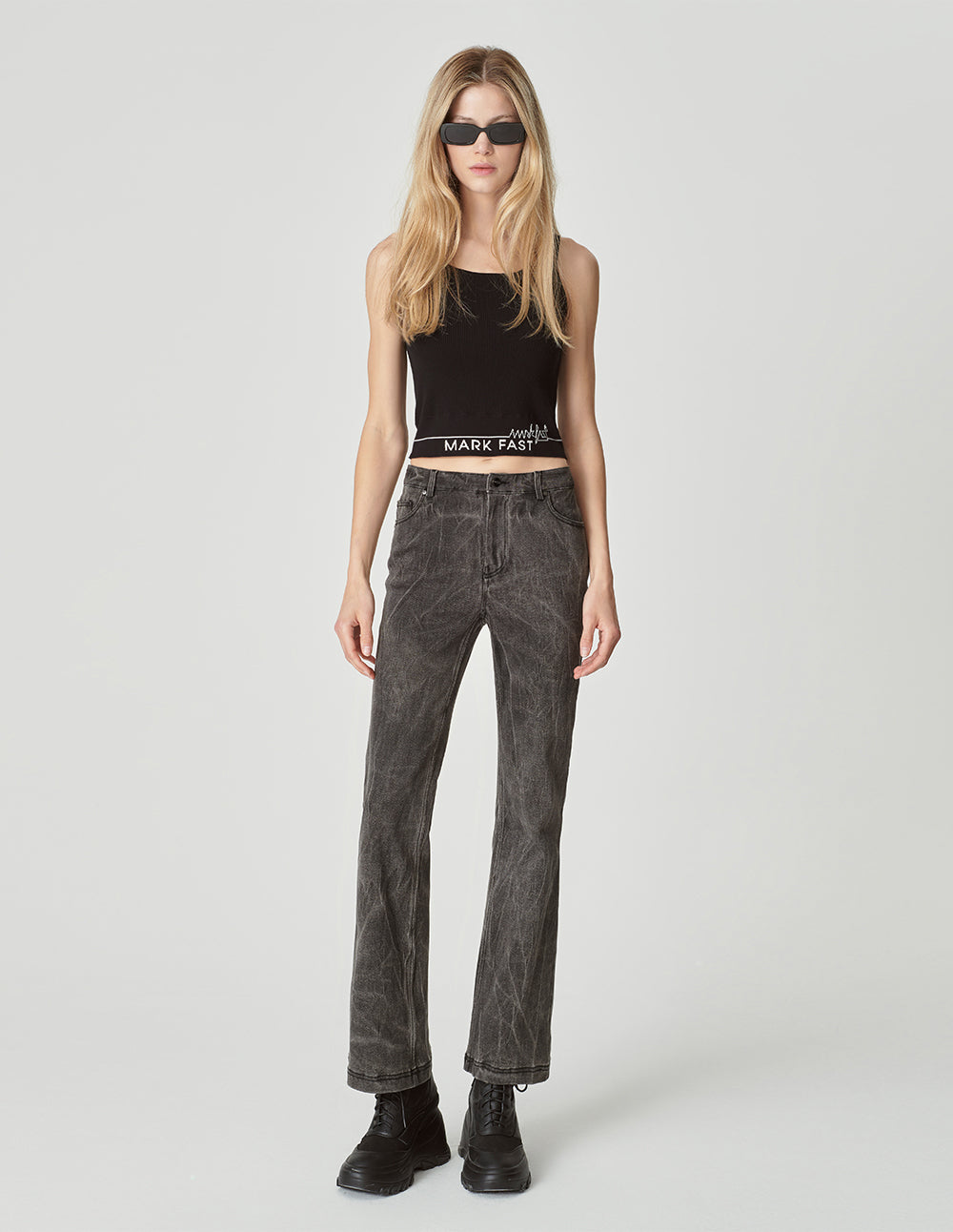 Women's Micro Stretch Washed Denim Flared Pants