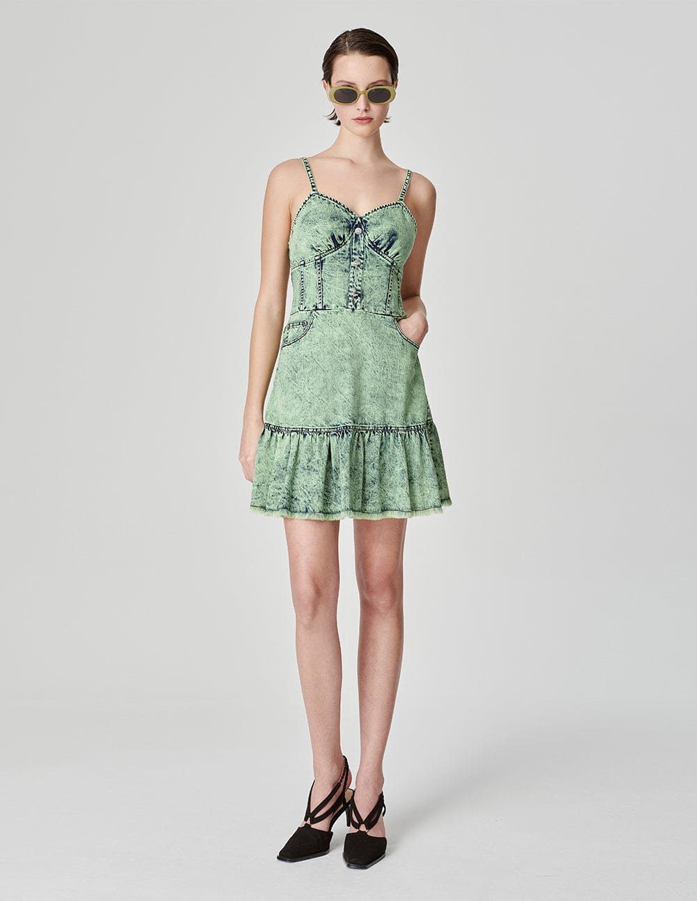 Women's Washed Denim Strappy Dress