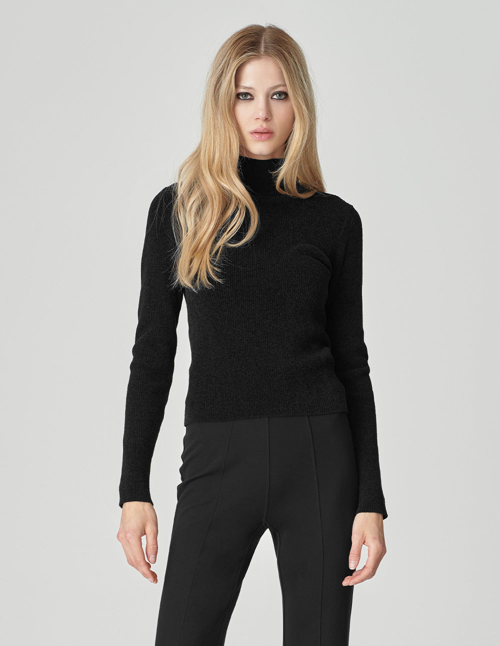 Women's Black Ribbed Knit Jumper