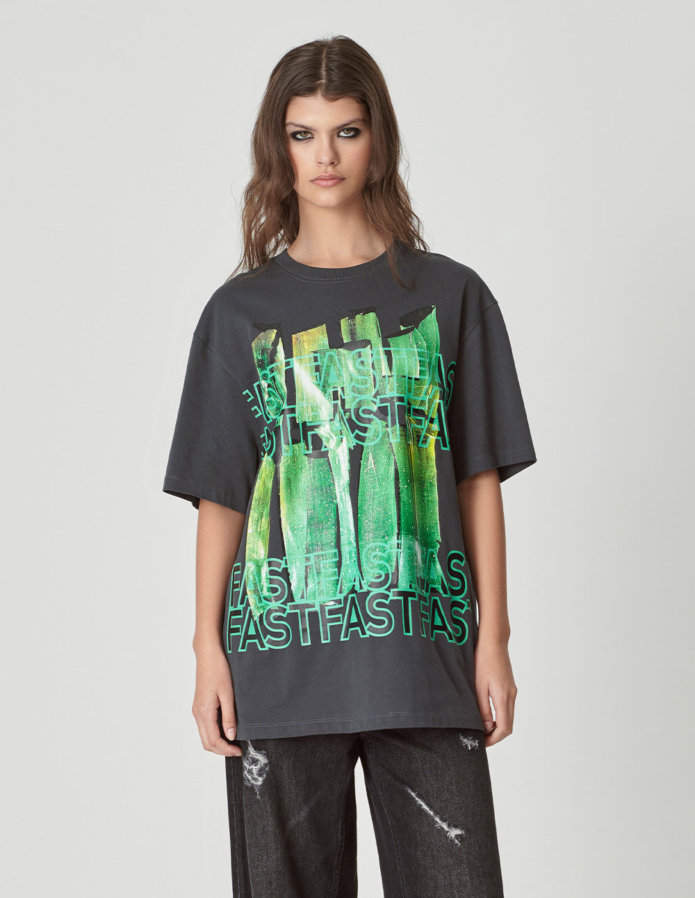 Couple Style Metallic Light And Shadow Hand-Painted Wall Print T-Shirt