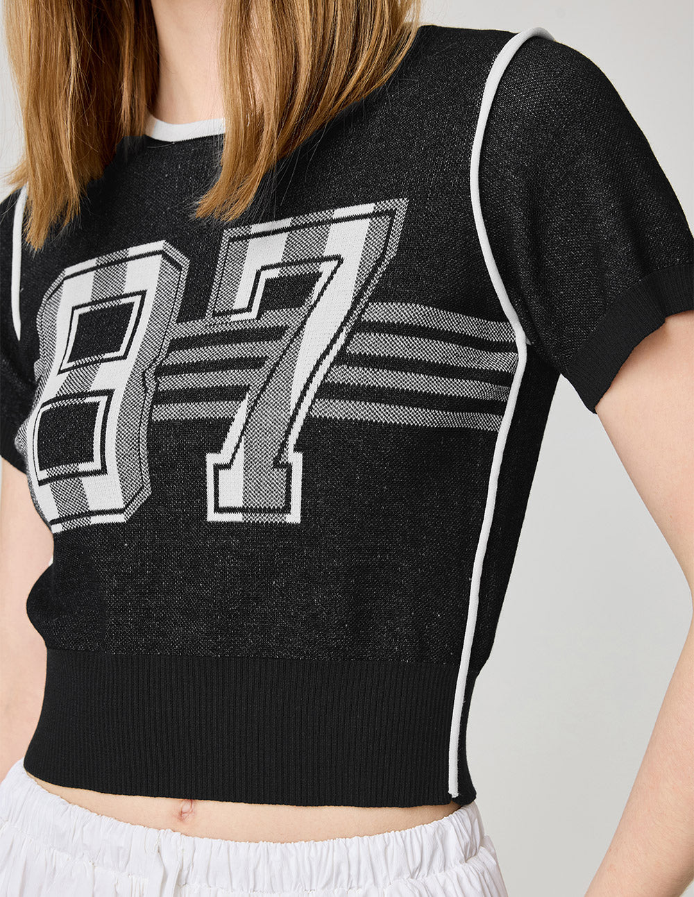 Women's Contrast Jacquard Crew Neck Sweater