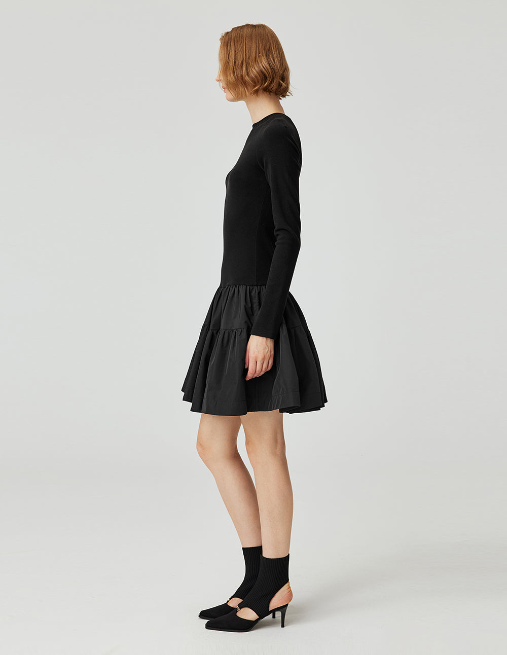 MF Round Neck Knitted Patchwork Woven Tutu Dress