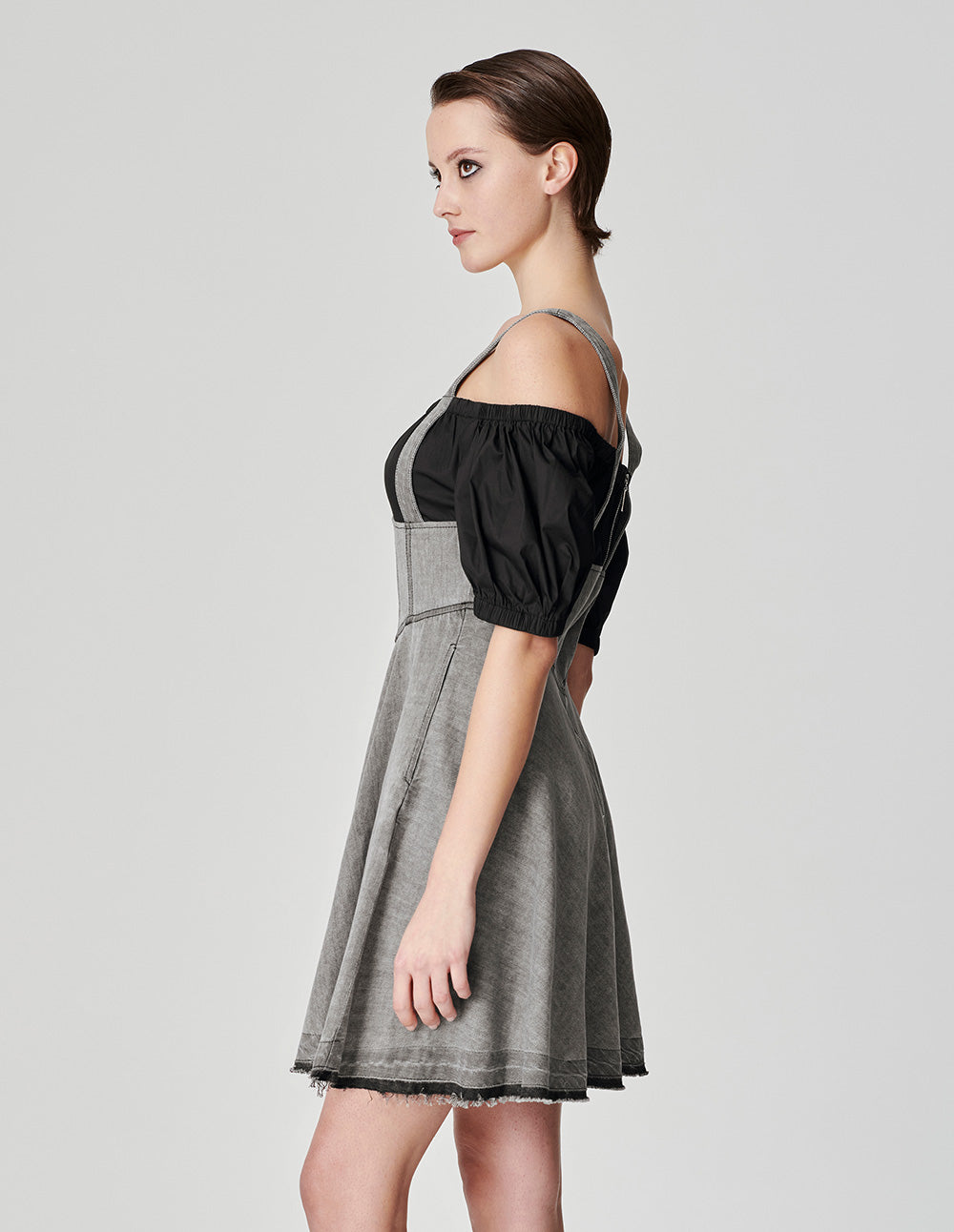 Women's Fake Two-Piece Off-Shoulder Denim Dress