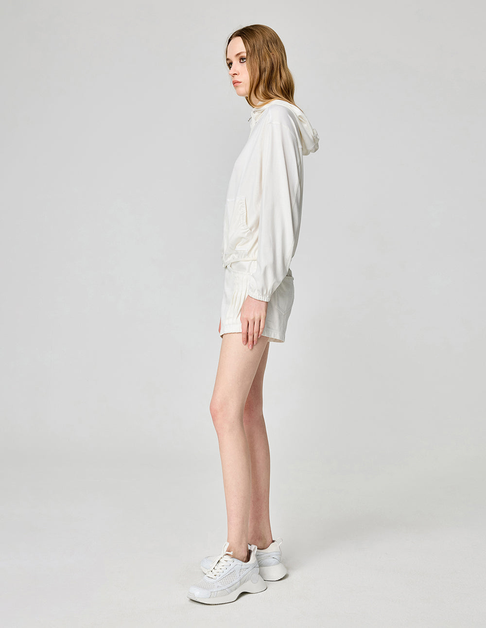 Women's White Turtleneck Zipper Casual Jacket